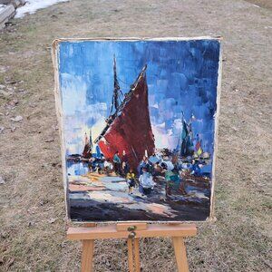 Painting Of Docks By Christophe Charpides